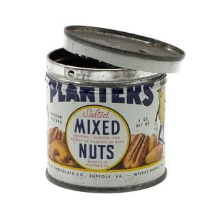 1944 Planters 4 Oz Salted Mixed Nuts Tin - Very Clean